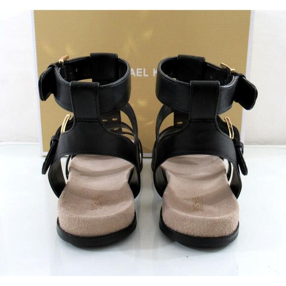 Michael Kors Wren Gladiator Studded Flat Sandals Black Leather Size 6.5 - Picture 6 of 7